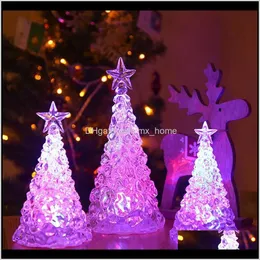 Dekorationer festliga tillbehör hem gardenkristmas träd färgglada LED akryl natt ljus jul julgrans träd fest dekoration luminary holi