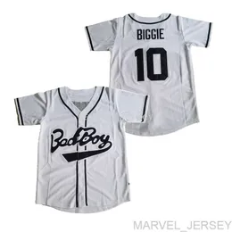 Mężczyźni Kobiety Młodzież Bad Boy 10 Biggie Baseball Jerseys Haftowanie szycie biały czarny pasek Hip-Hop Street Culture 2020 NOWOŚĆ