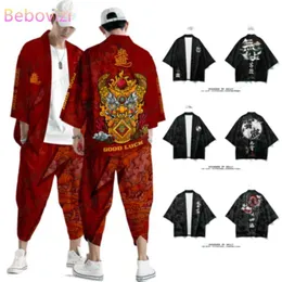 20 Styles Suit Plus Size 4XL 5XL 6XL Chinese Japanese Samurai Harajuku Kimono Cardigan Women Men Cosplay Yukata Tops Pants Set X0723