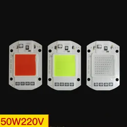 10ピースLED COBランプビーズ110V 220V 20W 30W 50WスマートIC LEDSチップDIYフォーグリーンブルーイエローウォームデーホワイト