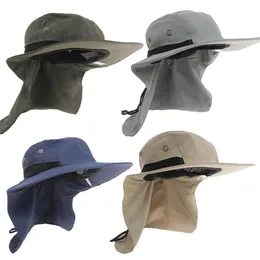 Multi Function Neck Flap Boonie Hat Fishing Hiking Safari Outdoor Sun Brim Bucket Bush Cap Casual Style