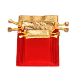 7x9cm 8x10cm 10x12cm 12 * 16 cm Złoto Otwarcie Dzwonek Tkaniny Sznurka Aksamitne Worzaki Do Biżuterii Makijaż Torby Boże Narodzenie Prezent Pakowanie Torba bezpośrednio Producent