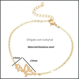 Bilezikler Jewelrybraceets Kadın Kelebek Paslanmaz Çelik Zincirler Elinde Cazibe Bilezik Moda Basit Böcek Takı Toptan Bağlantı Zinciri