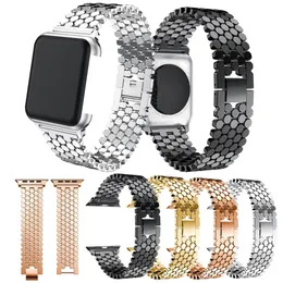 Fiskskala Metallrem för Apple Watch Band 44mm 40mm 38mm 42mm Watchband Rostfritt stålarmband Iwatch Series 6 5 4 3 SE Wirstband