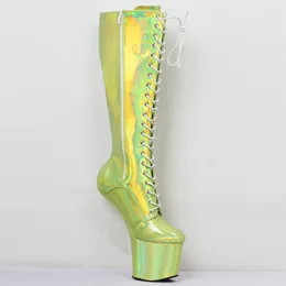 Unsex Duży rozmiar Hologram Zmiana kolorów CrossHatch Podświetlane buty na kolanie