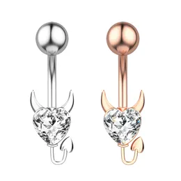 Devil Heart Belly Button Rings 14G Surgical Steel Navel Barbells Stud for Body Piercing