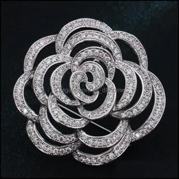 Szpilki, broszki biżuteria Donia klasyczny damski ślub ślub Cubic cyrkon Flower Fine Bridal Marka Aessory Women Copper Hidżab Pins Drop dostawa 2021