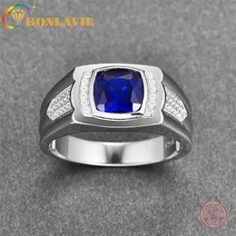 Бонлави Синий Камень Обручальное кольцо 925 Стерлинговые Серебряные Мужские Ювелирные Изделия 211217