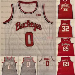 Camisas personalizadas de basquete da Ohio State College 1 Luther Muhammad 3 DJ Carton 0 Russell 4 DuaneWashingtonJr. 10 Justin Ahrens 13 CJ Walker