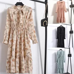 Casual Dresses Spring Summer 2021 Women Fashion Dress Floral Long Sleeve Printing Party Vintage Boho Maxi Korean Style