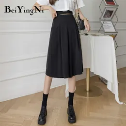 Verão moda joelho-comprimento largo perna calça curta mulheres preto irregular vintage casual shorts feminino streetwear 5xl 210506