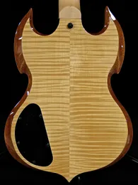 Personalizado Wylde Áudio Bárbaro Natural SG Elétrica Guitarra Elétrica Flama Maple Back Back, Beveled Borda Corpo, Bloqueios Grandes Inlay, Grover Tuners, China Emg Pickups, Hardware Preto