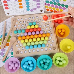 Drewniane Koraliki Gra Montessori Edukacyjna Wczesna Dowiedz się Dzieci Klip Ball Puzzle Preschool Toddler Zabawki Dzieci Dla Dzieci Prezenty Q0723