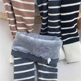 Koreanska Gilrs Pant Höst och Vinter s Barnsplush Woolen Byxor Bomull Leggings Baby Boys Pants 210625