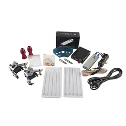Complete Tattoo Gun Kits 2 Machines Guns Sets 10 Pieces Needles Power Supply Tips Grips for Beginner Wholea11a16