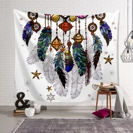 150*200cm 7 Design Polyester Bohemian Tapestry Feather Beach Towels Rectangle Throw Yoga Mat Towel Living Room Wall Hanging Decor Cloth
