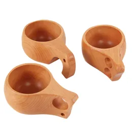 200ml Portable Wooden Coffee Cup Tea Milk Water Drinking cups bottle With Handle Hook Mug