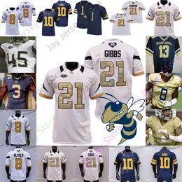 Nova camisa de futebol Jergia da Georgia Tech Jersey NCAA College Johnson Mason Jalen Camp Jeff Sims Malachi Carter Yates Kyric McGowan James Graham Ahmarean Brown Ado