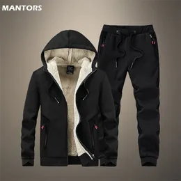 Men Winter Fleece Sets Mens Thick Hoodies+Pants Suit Hooded Sweatshirt Sportswear Tracksuits Male Hoodie Sweatsuits Size 6XL 211109