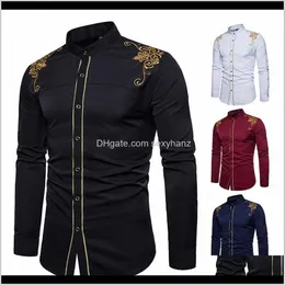 Ethnic Clothing Apparel Drop Delivery 2021 Mens Shirt For African Dresses Fashion Men Clothes Long Sleeve Bazin Embroidered 4Color Autumn Tra