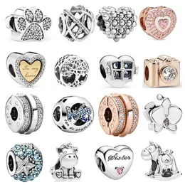 Nowy 925 Sterling Silver Charm Dog Paw Print Koraliki do Pandora Kobiet Bransoletka Naszyjnik Biżuteria Biżuteria