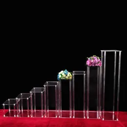 Acrylic Plinth Table Centerpiece Flower Vase Wedding Decoration Luxury Floral Garland Stand Columns For Birthday Party Stage Backdrop Dessert Cake Holder