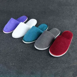 Disposable Slippers Hotel Open Toe Slides Close Toe Non-slip Travel Indoor Guest Slippers Portable Coral fleece Shoes 10 Pairs W220218