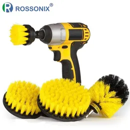 3Pcs/Set Electric Scrubber Brush Drill Brush Kit Plastic Round Cleaning Brush For Carpet Glass Car Tires Nylon Brushes 2/3.5/4in 211215