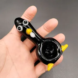 Стеклянные ручные трубки в форме пингвина, ложка Pyrex, черная курительная трубка, мини-маленькая миска, уникальные кусочки горшка
