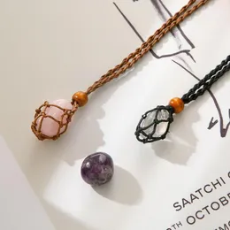 Kedjor Kristaller Hänge Stenhållare Halsband Sladd Handvävt rep för att göra smycken Kreativ personlighet Naturlig agatnät F3B5