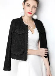 Новая весенняя женская мода с длинным рукавом с кружевным кормовым шерстяным покрытием плюс размер mlxlxxl3xl4xl