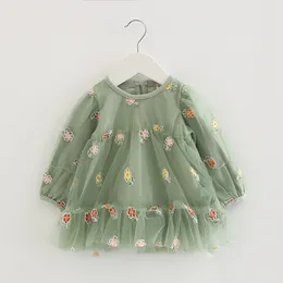 2020 Summer Baby Girls Princess Dress For Newborn Infant Clothing Cotton Flower Long Sleeve Baby Dress Toddler Girl Clothes Q0716