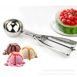 4/5/6cm Stainless Steel Ice Cream Spoon Watermelon Jelly Yogurt Cookies Spring Handle Scoop Kitchen Tool DH8935