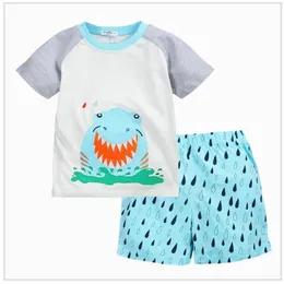Roupas de meninos de verão Suits Tubarão Crianças Conjunto de Manga Curta T-shirt Shorts Terno Pijama 210413