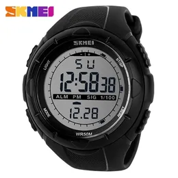 SKMEI Marke Herrenuhren PU-Armband Einfache LED Digital Military Alarmuhr Sport Elektronische Uhr Wasserdicht 30m 210329