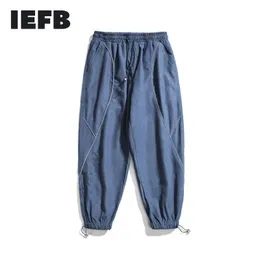 IEFB Bahar Erkekler Sıradan Elastik Bel Mektubu Baskı Harem Pantolonları Gevşek Geniş Bacak Pantolonları 9Y5340 210524