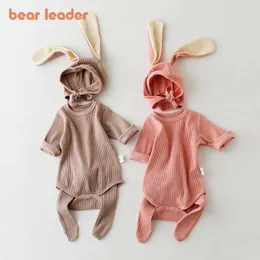 Bear Leader Toddler Baby Cute Romper Rabbit Ears Hat Socks Full Sleeves Infant Bodysuit born Baby Outfit Clothes Baby Costume 210708