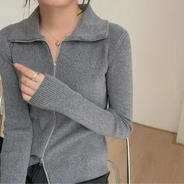 Women's Knits & Tees Alien Kitty 2021 Autumn Women Sweaters Female Knitted Tops Zipper Cardigan Solid All Match Elegant Fashion Office Lady