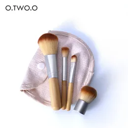 o.two.o 4pcs/lot bamboo brush foundation 메이크업 브러시 화장 뷰티 뷰티 도구 아이 섀도우 최고의 품질을위한 화장품 얼굴 파우더