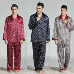 Silk Pajamas For Men Long-Sleeved pijama hombre Silk Pajamas Suit Sleepwear pijama de los hombres Pyjamas Men pigiama uomo 211019