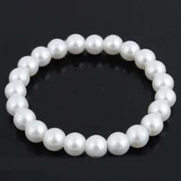 2021 Mode Frauen Schmuck Künstliche Perlen Armband Günstige Perlen Armreif Reine Weiße Faux Perlen Armband Großhandel Freies Schiff