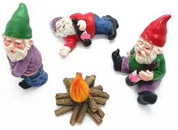 4 SZTUK Bajki Akcesoria Ogrodowe Kolekcjonerskie Figurki Miniaturowe Gnomy Ogrodnictwo Figurki Ozdoby Mój Little Friend Gnome-Pijany Gnome Kit Resin Fairy Garden