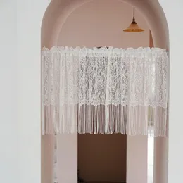 Curtain & Drapes 2021 European White Lace Tassel Elegant Tulle Curtains For Bathroom Cupboard Kitchen Coffee Window Valance Decor