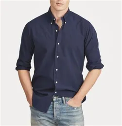 2021 new autumn and winter men's long-sleeved cotton shirt pure men's casual POLOshirt fashion Oxford shirt social brand clothing lar
