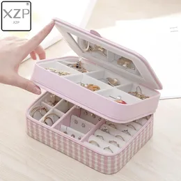 Universal Schmuck Organizer Display Reise Fall Box Tragbare Taste Leder Lagerung Zipper Juweliere Kosmetik Taschen Fällen