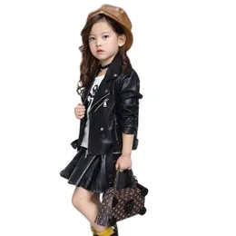 Baby Girls Boy Overwear Spring Autumn Winter PU Coat Jacket Kids Fashion Leather Jackets Children Coats Clothes 211204