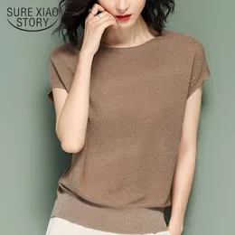Short Sleeve Summer Women Tops Fashion Womens Clothing Plus Size Knitted Blouse Women Shirts casual Womens Tops and Bouses 210721