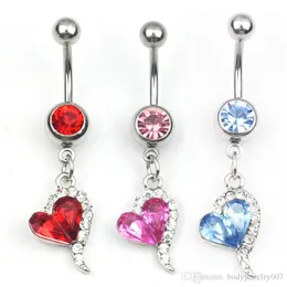 YYJFF D0144 Heart Style Belly Navel Button Ring Mix Colors 14GA 10MM Body Piercing Jewelry