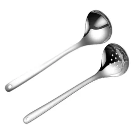 304 Rostfritt stål Spoon Colander Utensils Längda förtjockade Ljuspottavlopp Väggskedar Matlagningsverktyg