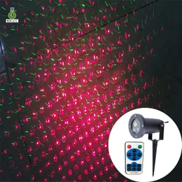 Utomhusprojektorljus röd + grön roterande vattentäta gräsmattor Jullaserljusträd och väggdekoration Spotlight Remote inklusive